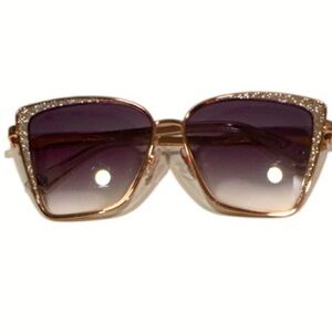 BETSY JOHNSON Rose Gold Bling Sparkle Sunglasses